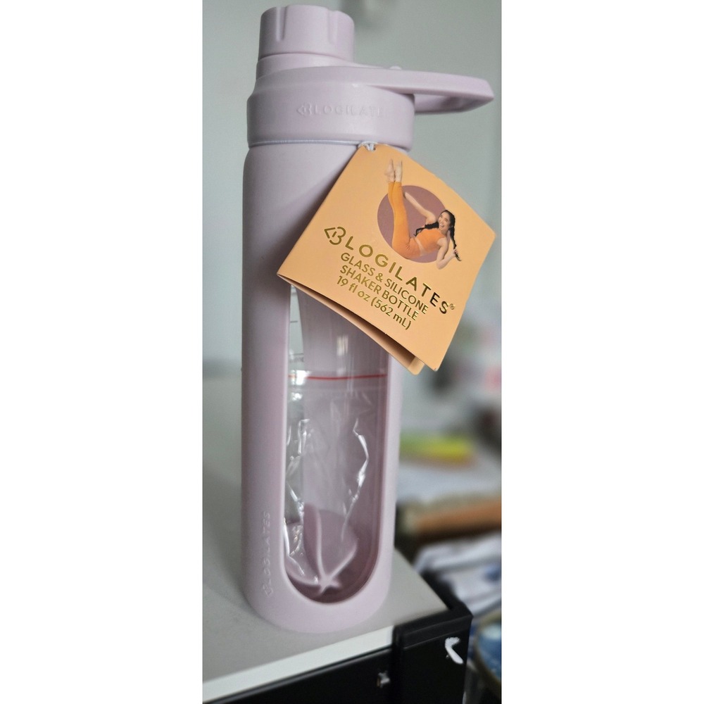 Blogilates Glass and Silicone Shaker Bottle 19oz Lavender Purple New